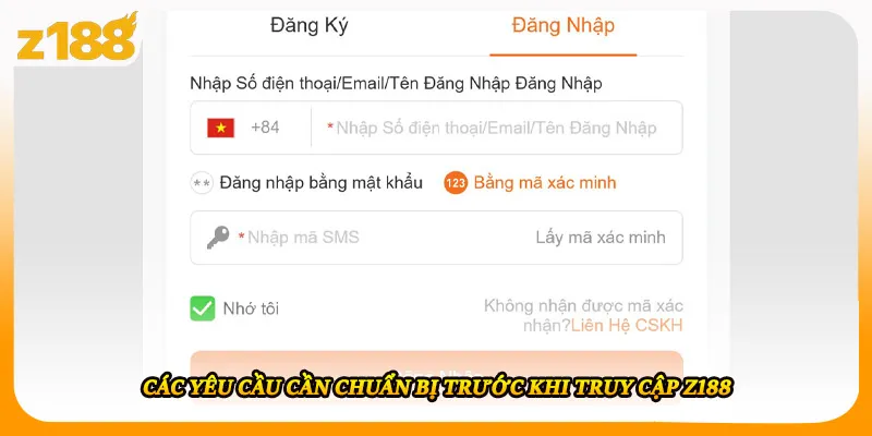 Các yêu cầu cần chuẩn bị trước khi truy cập Z188